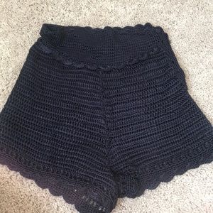 Blue crochet shorts